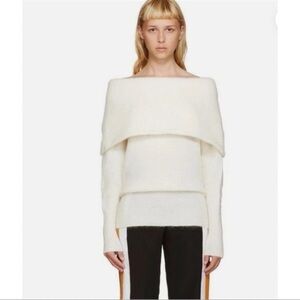 Acne Studio Daze Mohair Wool Oversized Off-Shoulder Cream Women’s Sweater Sz S